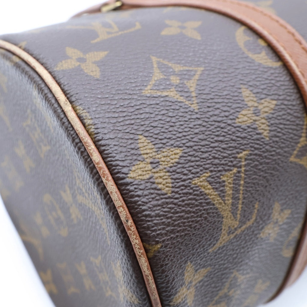 LOUIS VUITTON(ルイヴィトン) モノグラム パピヨンGM ハンドバッグ ブラウン レザー×PVC M51365 ゴールド金具 レディース