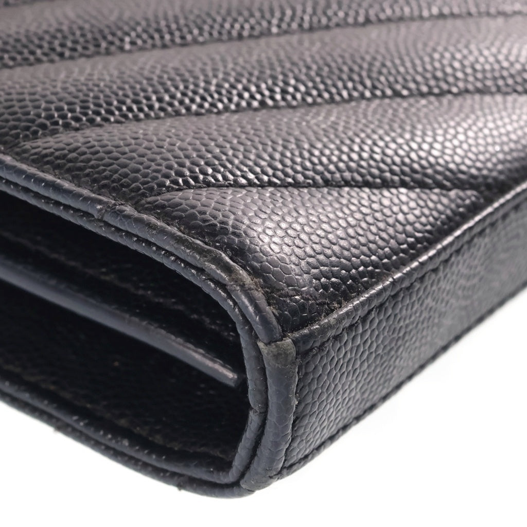 SAINT LAURENT PARIS(サンローランパリ) カサンドラロゴ エンベロープ レザー チェーンショルダーバッグ ブラック ゴールド金具 742920 レディース