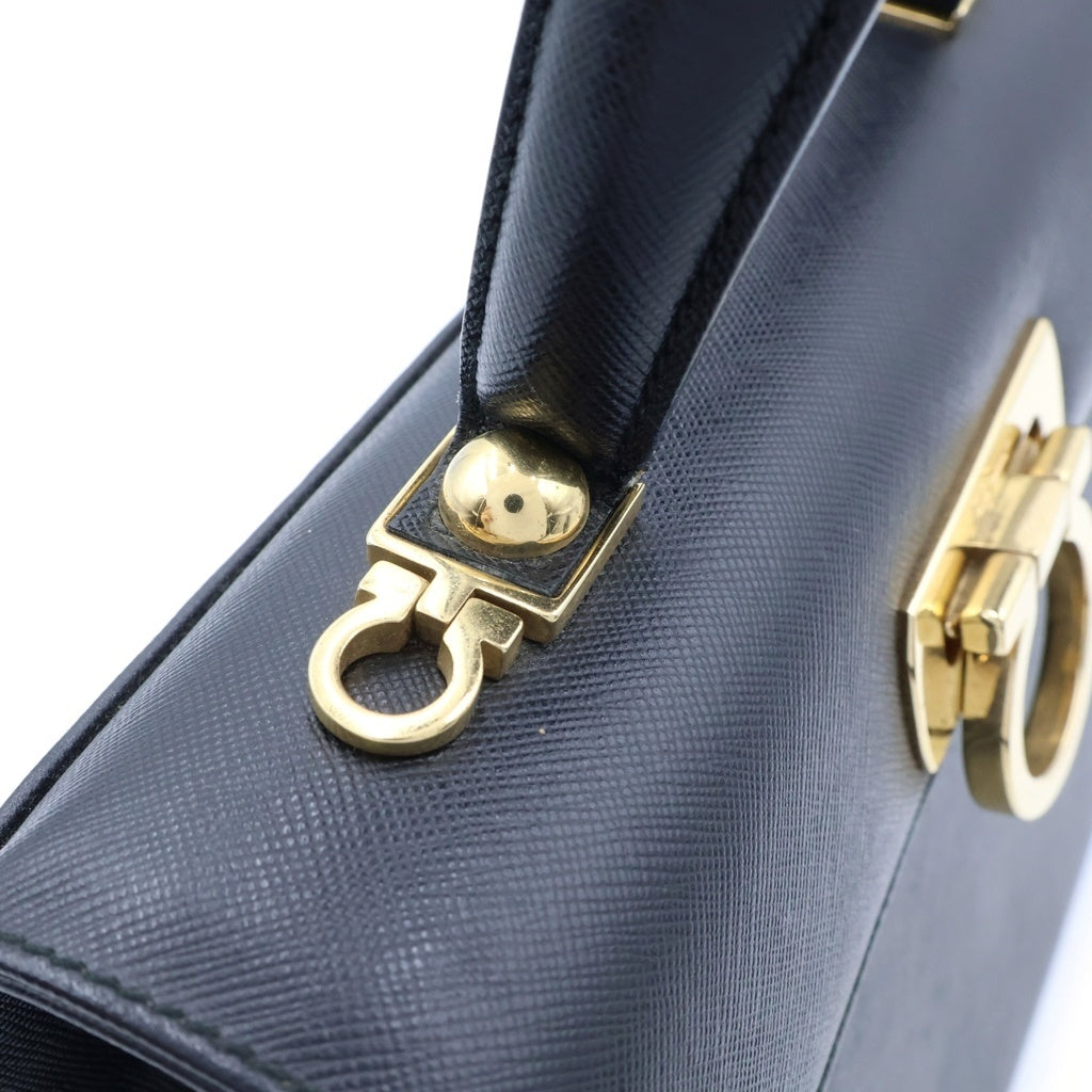 Salvatore Ferragamo(サルヴァトーレ フェラガモ) ガンチーニ トップハンドル ハンドバッグ ショルダーバッグ 2WAY ブラック レザー AF-21 2181 レディース