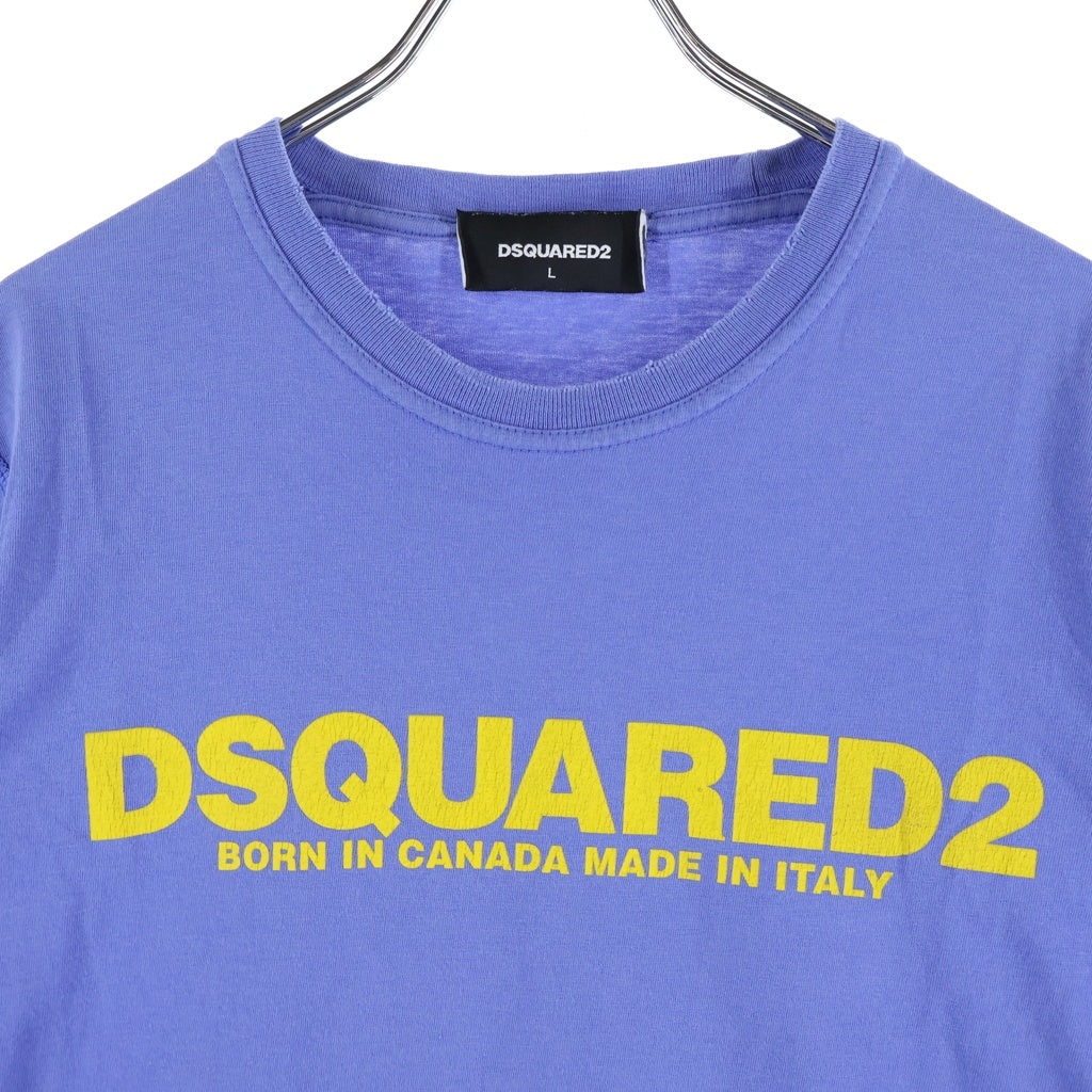 DSQUARED2(ディースクエアード) ロゴプリントクルーネック半袖Tシャツ ブルー