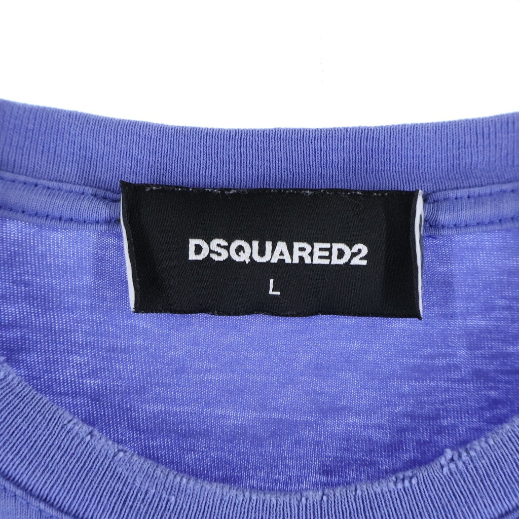 DSQUARED2(ディースクエアード) ロゴプリントクルーネック半袖Tシャツ ブルー