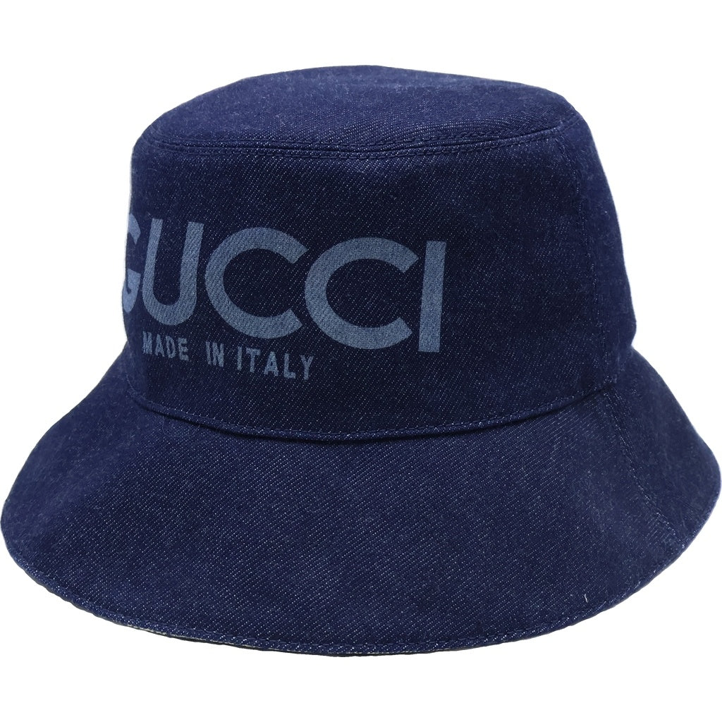 GUCCI(グッチ) レザー デニムバケットハット ネイビー #S 803042 レディース