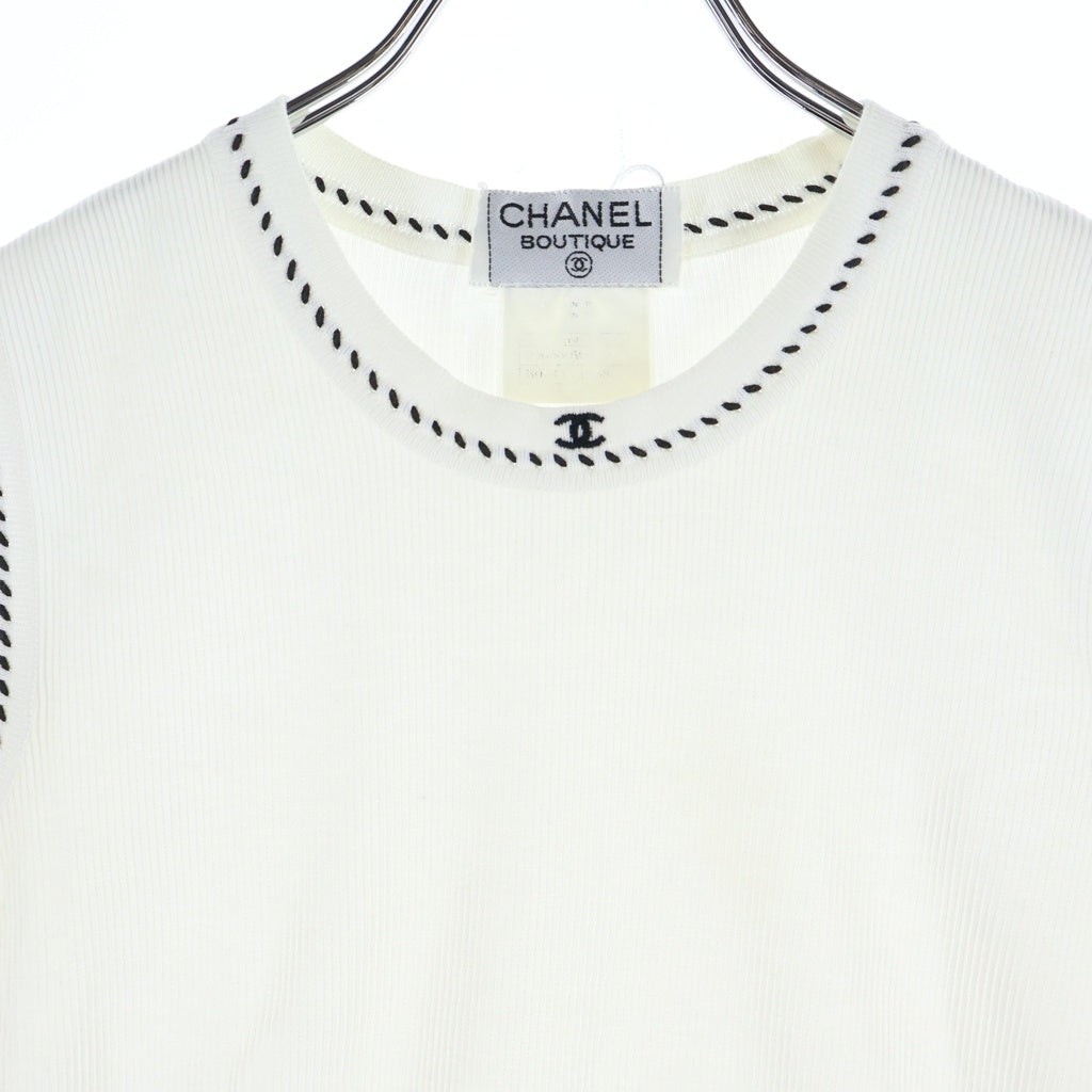 CHANEL(シャネル) ココマーク ノースリーブニット トップス ホワイト レディース