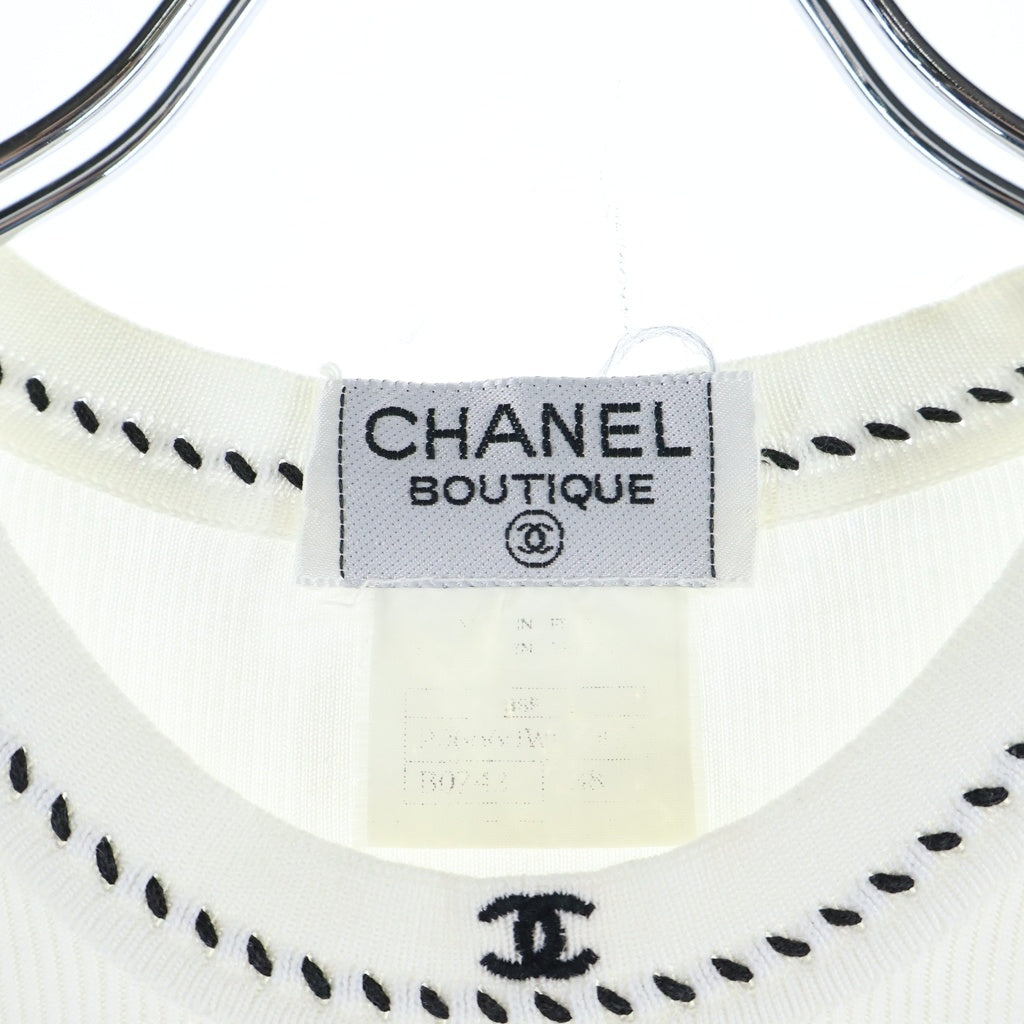 CHANEL(シャネル) ココマーク ノースリーブニット トップス ホワイト レディース