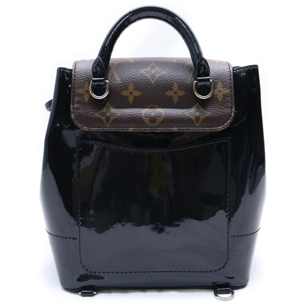 LOUIS VUITTON(ルイヴィトン) モノグラムヴェルニ ホット スプリングス 2WAYハンドバッグ リュックサック バックパック ブラック×ブラウン レザー×パテント M55769 シルバー金具 レディース