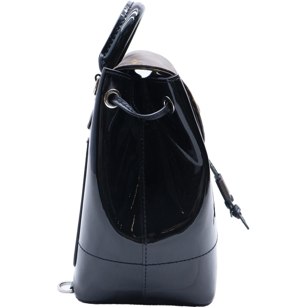 LOUIS VUITTON(ルイヴィトン) モノグラムヴェルニ ホット スプリングス 2WAYハンドバッグ リュックサック バックパック ブラック×ブラウン レザー×パテント M55769 シルバー金具 レディース
