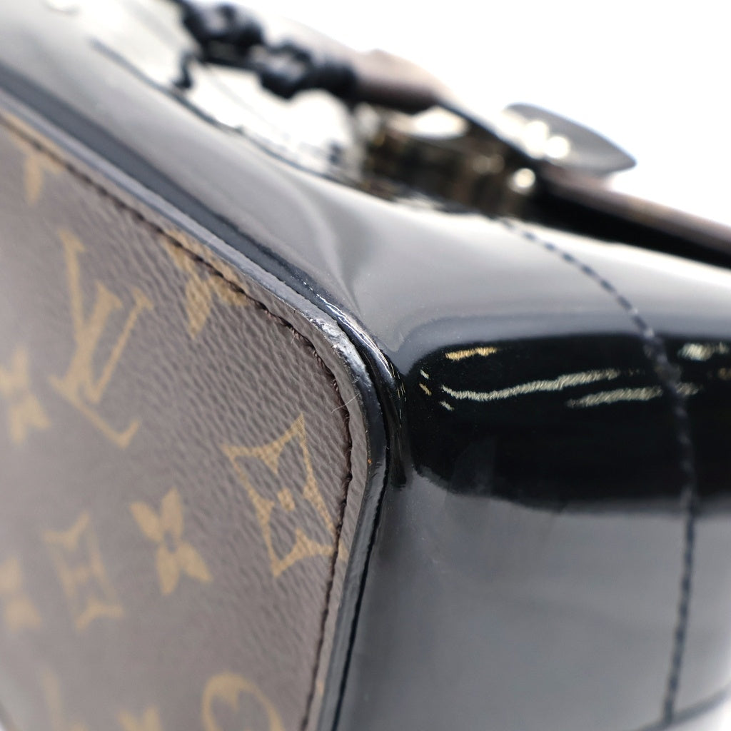 LOUIS VUITTON(ルイヴィトン) モノグラムヴェルニ ホット スプリングス 2WAYハンドバッグ リュックサック バックパック ブラック×ブラウン レザー×パテント M55769 シルバー金具 レディース