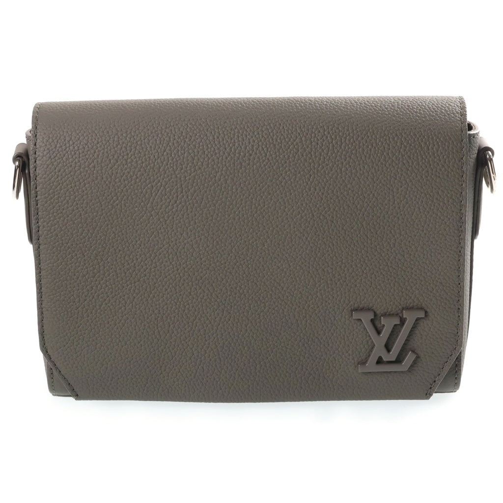 LOUIS VUITTON(ルイヴィトン) LVアエログラム テイクオフ メッセンジャー ショルダーバッグ カーキ グリーン レザー M25125 シルバー金具 レディース