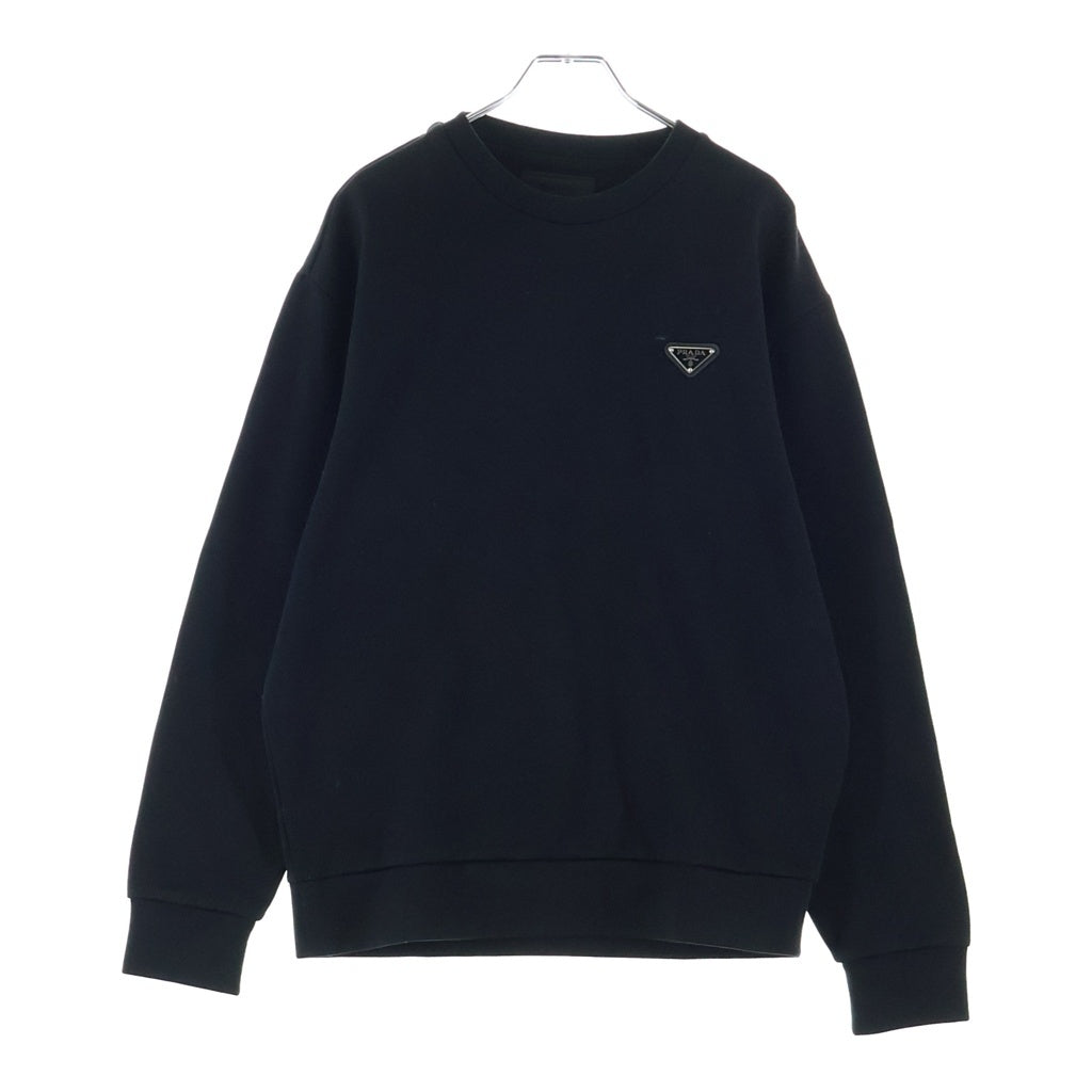 PRADA(プラダ) 25SSトライアングルロゴプレート テクニカルコットン プルオーバー スウェット トレーナー ブラック UJL90B