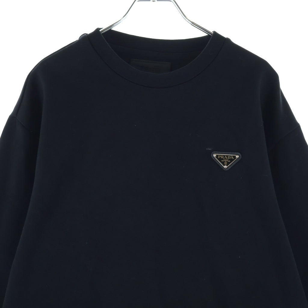 PRADA(プラダ) 25SSトライアングルロゴプレート テクニカルコットン プルオーバー スウェット トレーナー ブラック UJL90B
