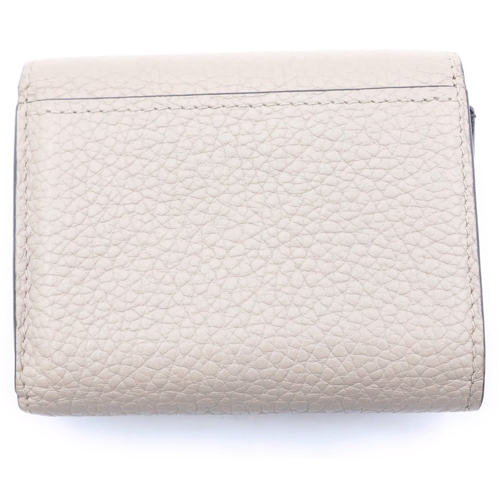 LOUIS VUITTON(ルイヴィトン) ポルトフォイユ・カプシーヌXS 三つ折り財布 コンパクトウォレット コインケース ベージュ レザー M68747 ゴールド金具 レディース
