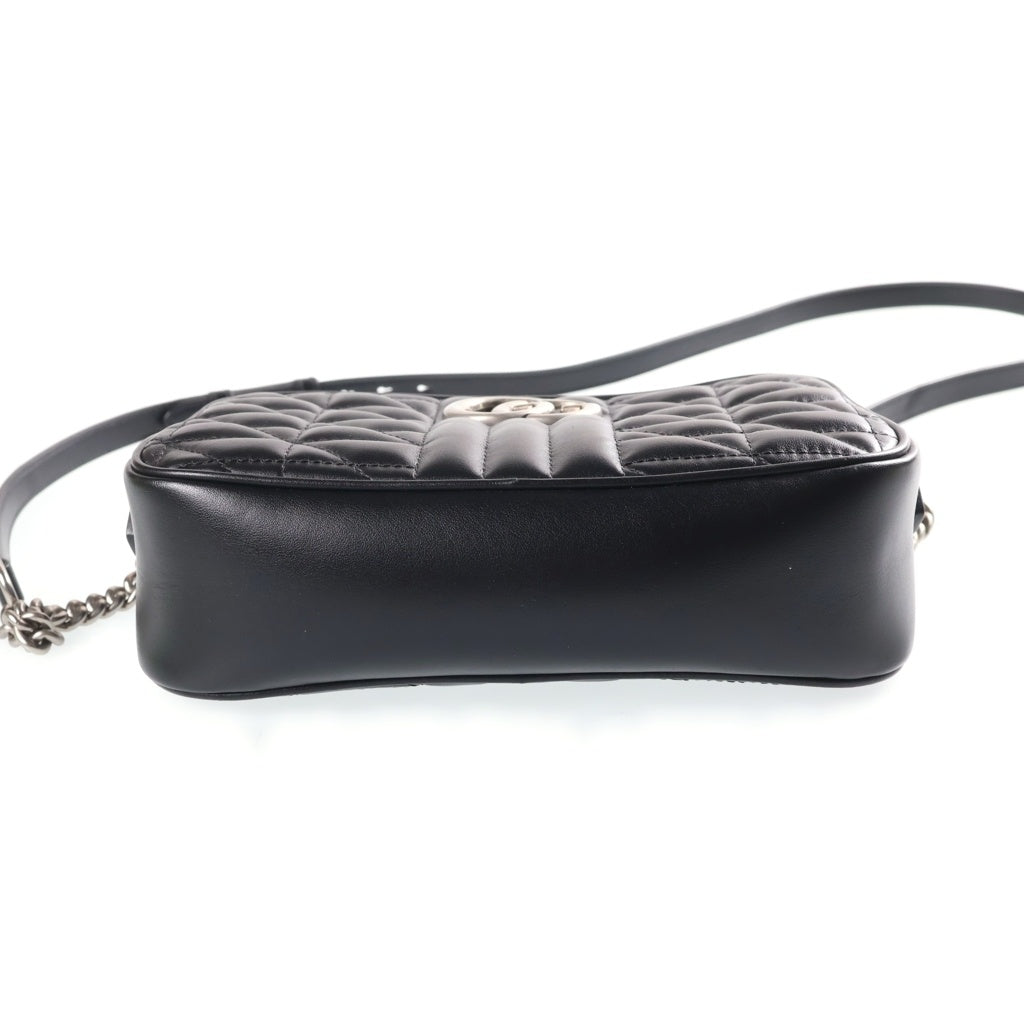 GUCCI(グッチ) GGマーモント チェーンショルダーバッグ ブラック レザー 447632 シルバー金具 レディース
