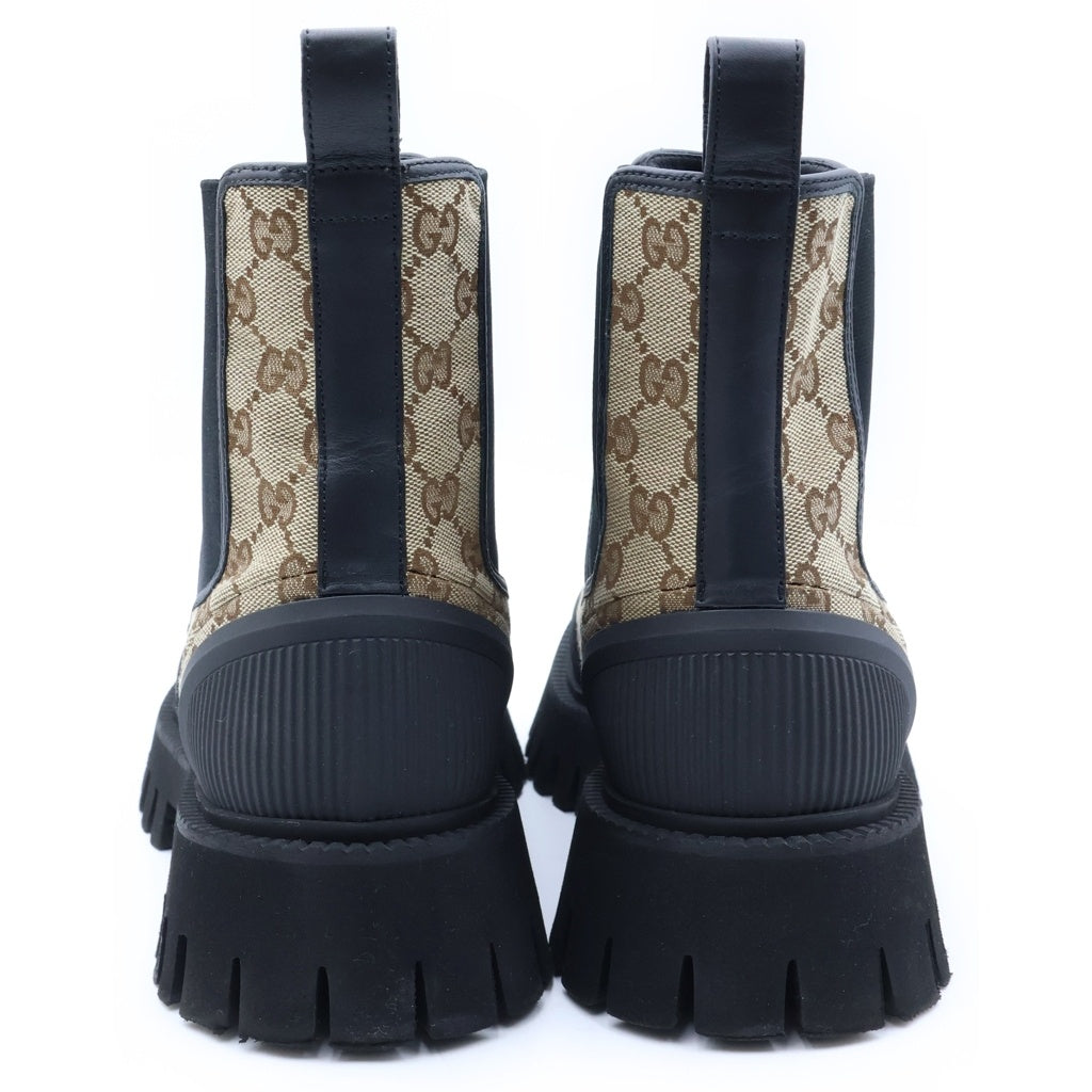 GUCCI(グッチ) GG Jacquard Canvas Ankle Boots GGキャンバス レザー シャークソール サイドゴアブーツ シューズ ベージュ 739777