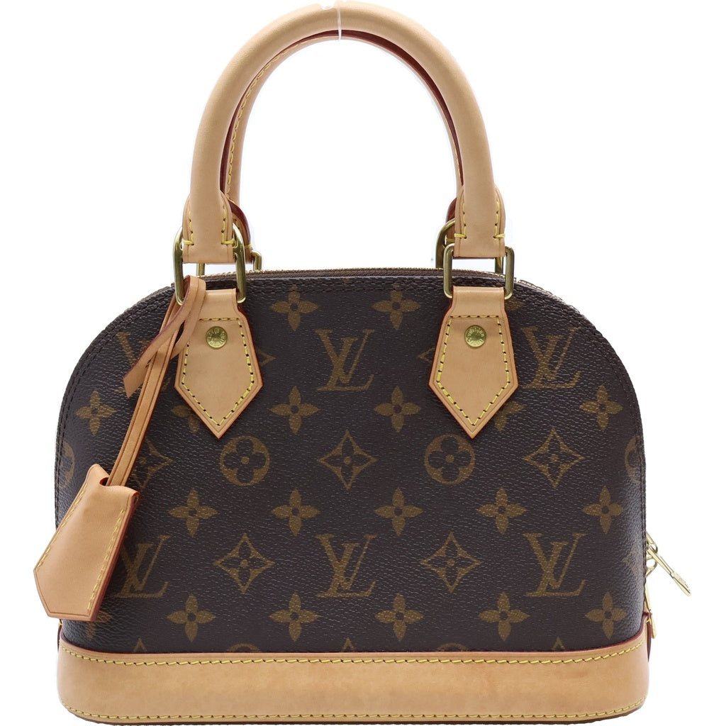 LOUIS VUITTON(ルイヴィトン) モノグラム アルマBB 2WAYハンドバッグ ショルダーバッグ ブラウン レザー×PVC M53152 ゴールド金具 レディース