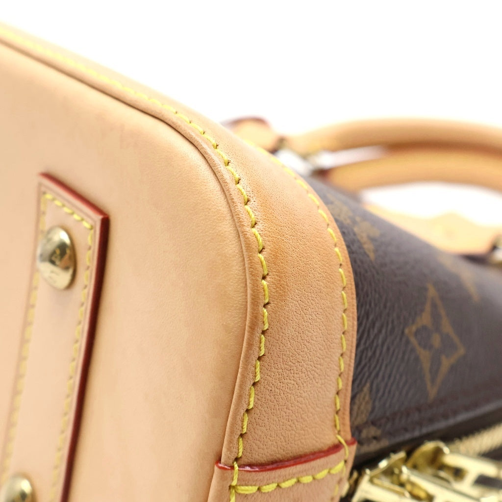 LOUIS VUITTON(ルイヴィトン) モノグラム アルマBB 2WAYハンドバッグ ショルダーバッグ ブラウン レザー×PVC M53152 ゴールド金具 レディース