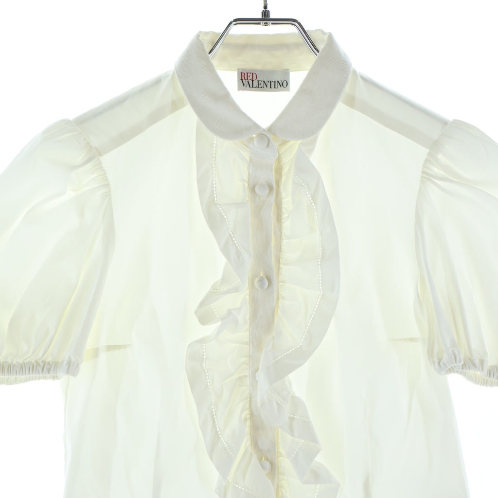 RED VALENTINO(レッド ヴァレンティノ) パフスリーブ半袖フリルシャツ ホワイト #38 FR381500-V1M928R レディース