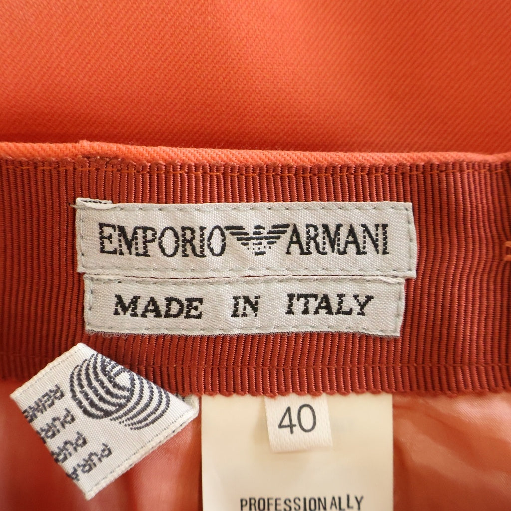 EMPORIO ARMANI(エンポリオアルマーニ) ■セットアップウール ノーカラージャケット/ミニスカート オレンジ #40 レディース
