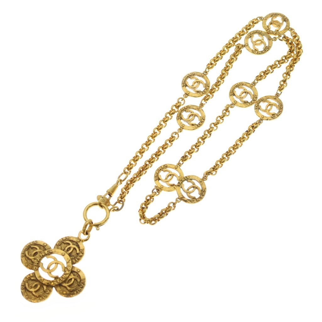 CHANEL(シャネル) ココマーク クローバー チェーン ネックレス メッキ ゴールド レディース