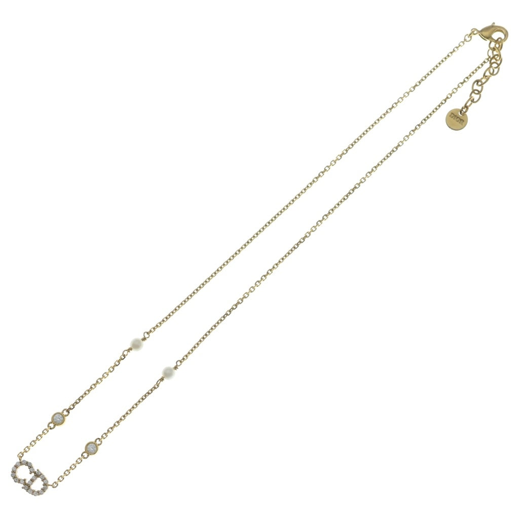 Christian Dior MONSIEUR(クリスチャンディオールムッシュ) Clair D Lune ラインストーン フェイクパール ネックレス ゴールド GP レディース