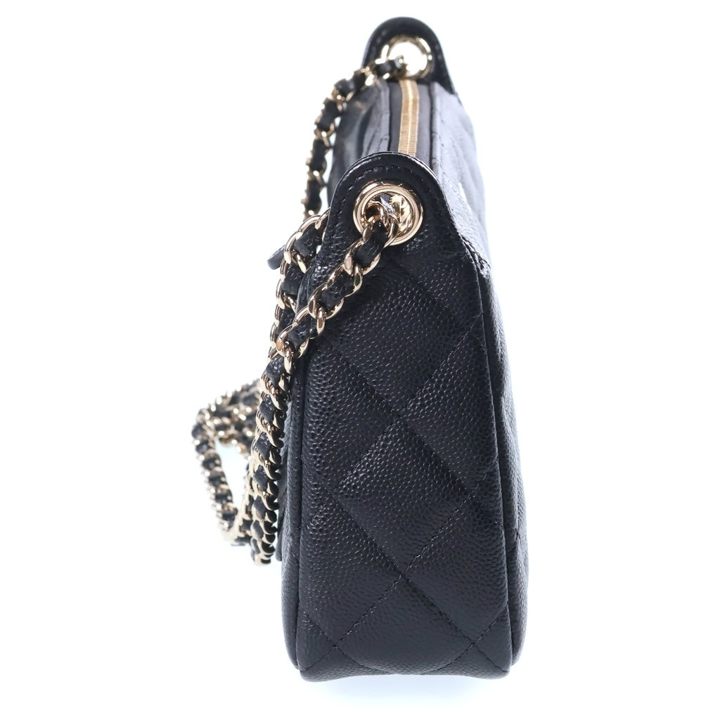 CHANEL(シャネル) マトラッセ キャビアスキン チェーンクラッチ ショルダーバッグ ブラック ゴールド金具 AP4704 シール レディース