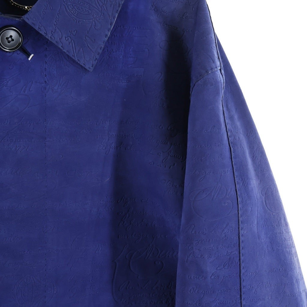 Berluti(ベルルッティ) カリグラフィー スエードレザー 比翼ボタン ステンカラー ロングコート ブルー R17LCU27KADN