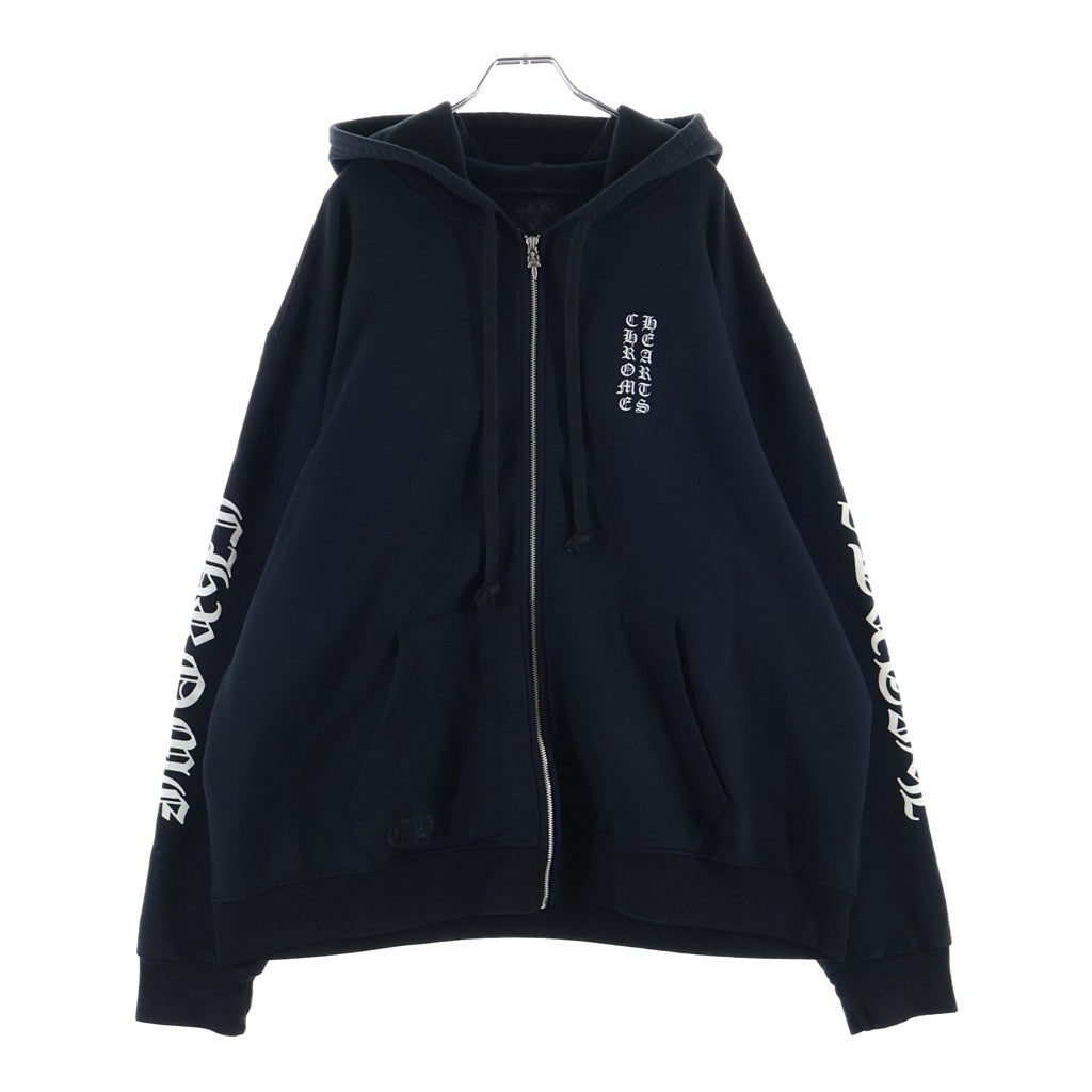 CHROME HEARTS(クロムハーツ) Vertical Logo Zip Up Hoodie ヴァーティカルロゴ 長袖ジップアップパーカー フーディ ブラック #XL