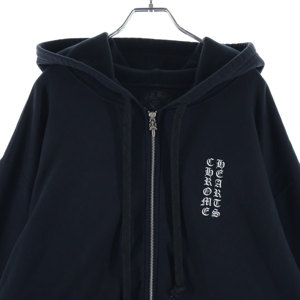 CHROME HEARTS(クロムハーツ) Vertical Logo Zip Up Hoodie ヴァーティカルロゴ 長袖ジップアップパーカー フーディ ブラック #XL