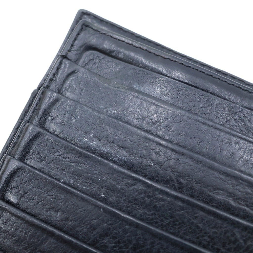CHROME HEARTS(クロムハーツ) WAVE CROSS BALL ウェーブ クロスボールボタンレザーウォレット 長財布 カードケース ブラック