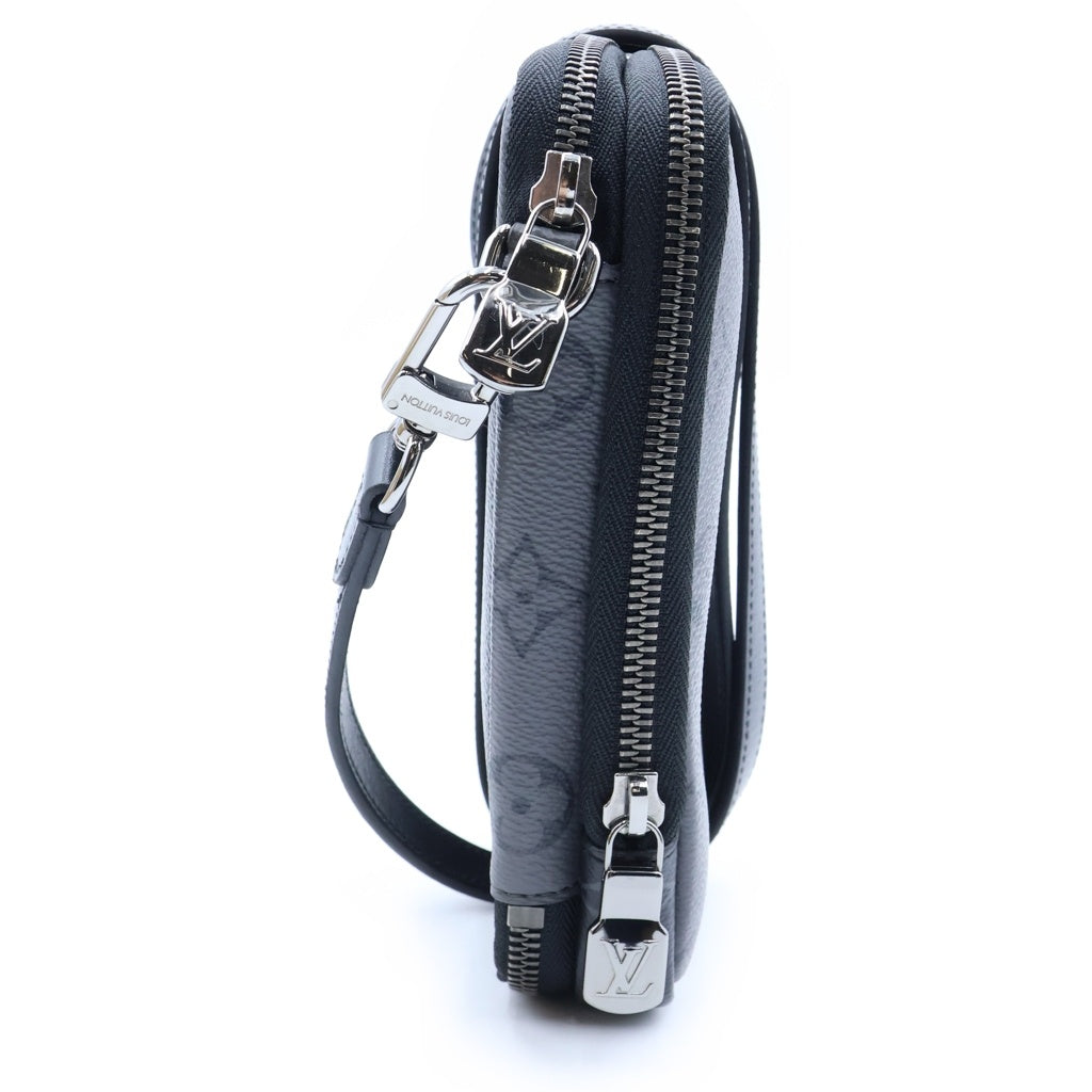 LOUIS VUITTON(ルイヴィトン) モノグラムエクリプス リバース ダブルフォン ショルダーバッグ ブラック×グレー PVCレザー M69534 シルバー金具 レディース
