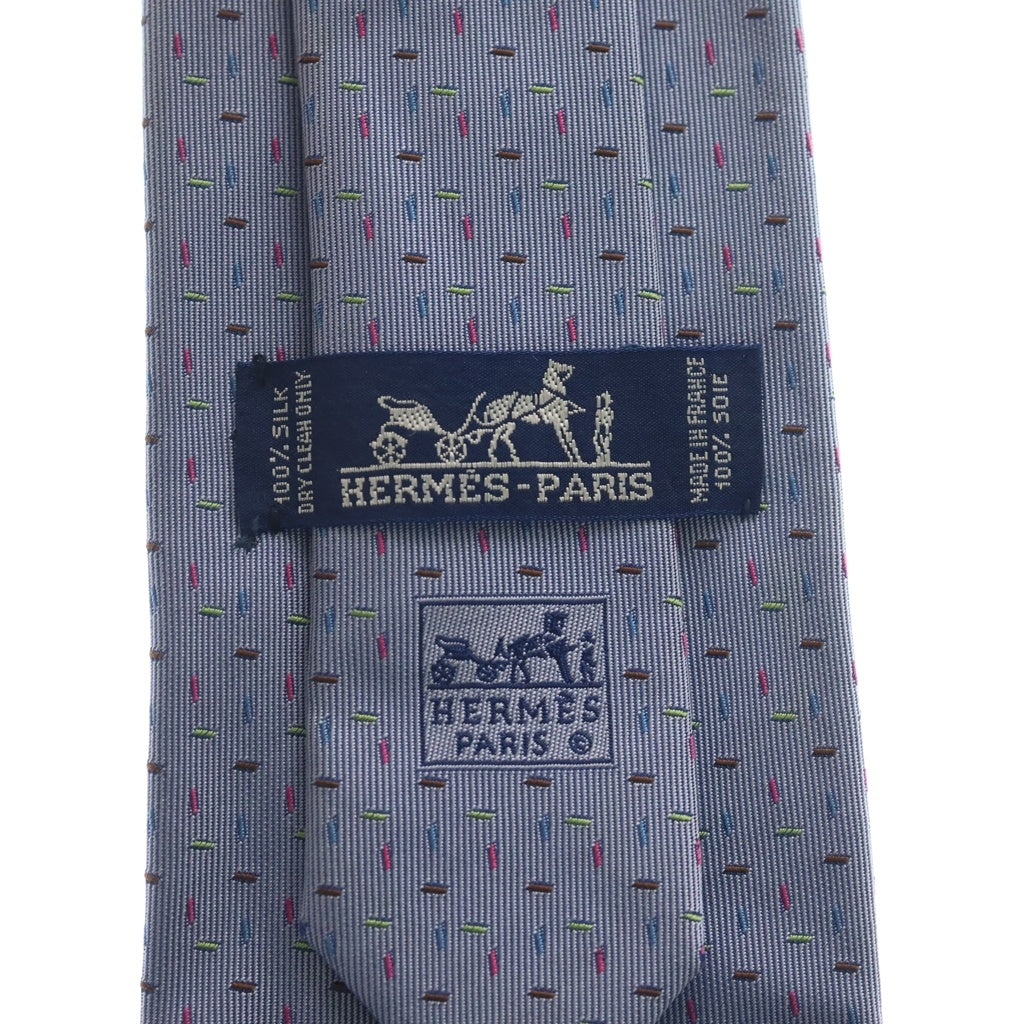 HERMES(エルメス) ネクタイ サックス ドット シルク ブルー