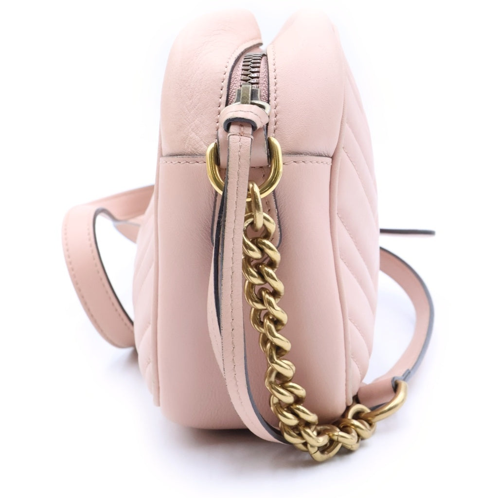 GUCCI(グッチ) GGマーモント スモール レザー カメラ ショルダーバッグ ゴールド金具 ピンク 447632 レディース
