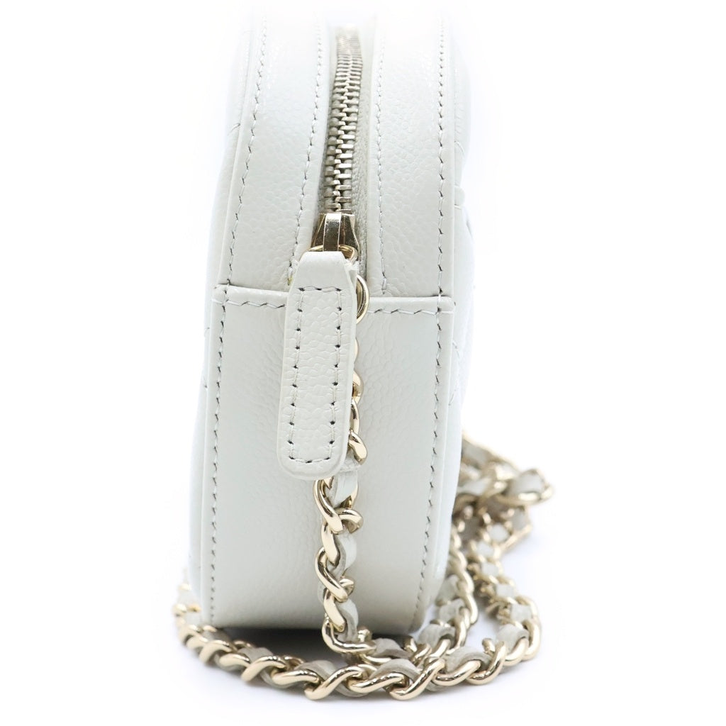 CHANEL(シャネル) ココマーク チェーンウォレット カメラバッグ ショルダーバッグ ホワイト キャビアスキン ゴールド金具 シール有 AP3998 レディース