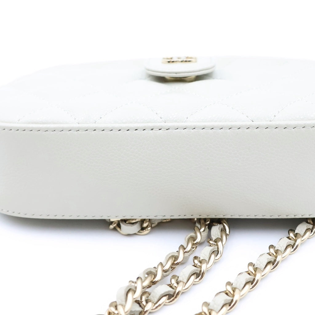 CHANEL(シャネル) ココマーク チェーンウォレット カメラバッグ ショルダーバッグ ホワイト キャビアスキン ゴールド金具 シール有 AP3998 レディース