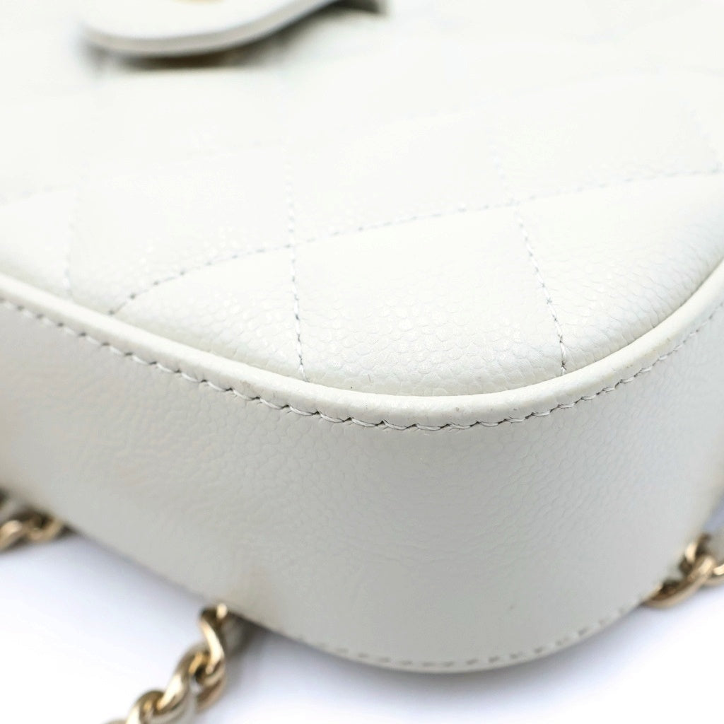 CHANEL(シャネル) ココマーク チェーンウォレット カメラバッグ ショルダーバッグ ホワイト キャビアスキン ゴールド金具 シール有 AP3998 レディース