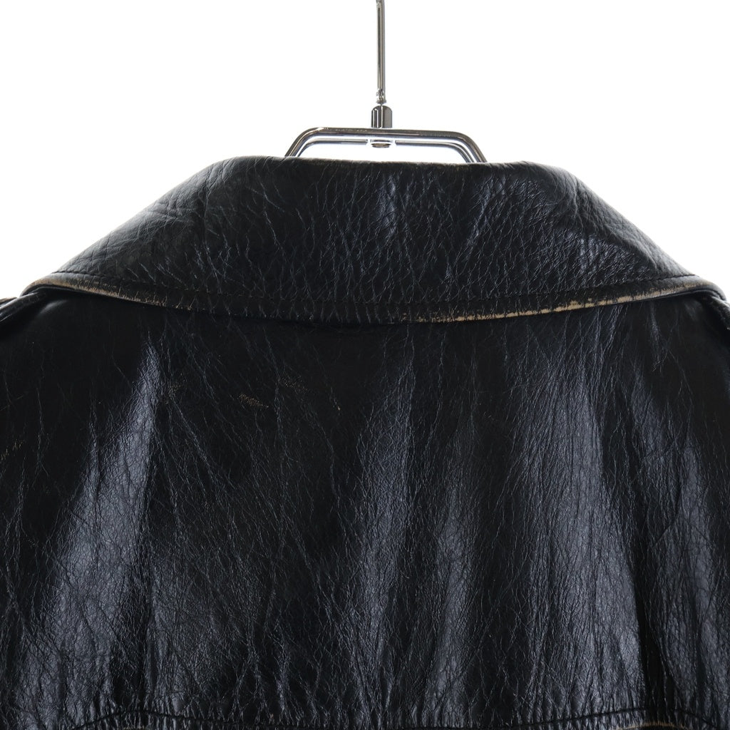 SAINT LAURENT PARIS(サンローランパリ) L-01 スモーキング ヴィンテージ加工 ダブルライダースジャケット レザージャケット ブラック #52 483225
