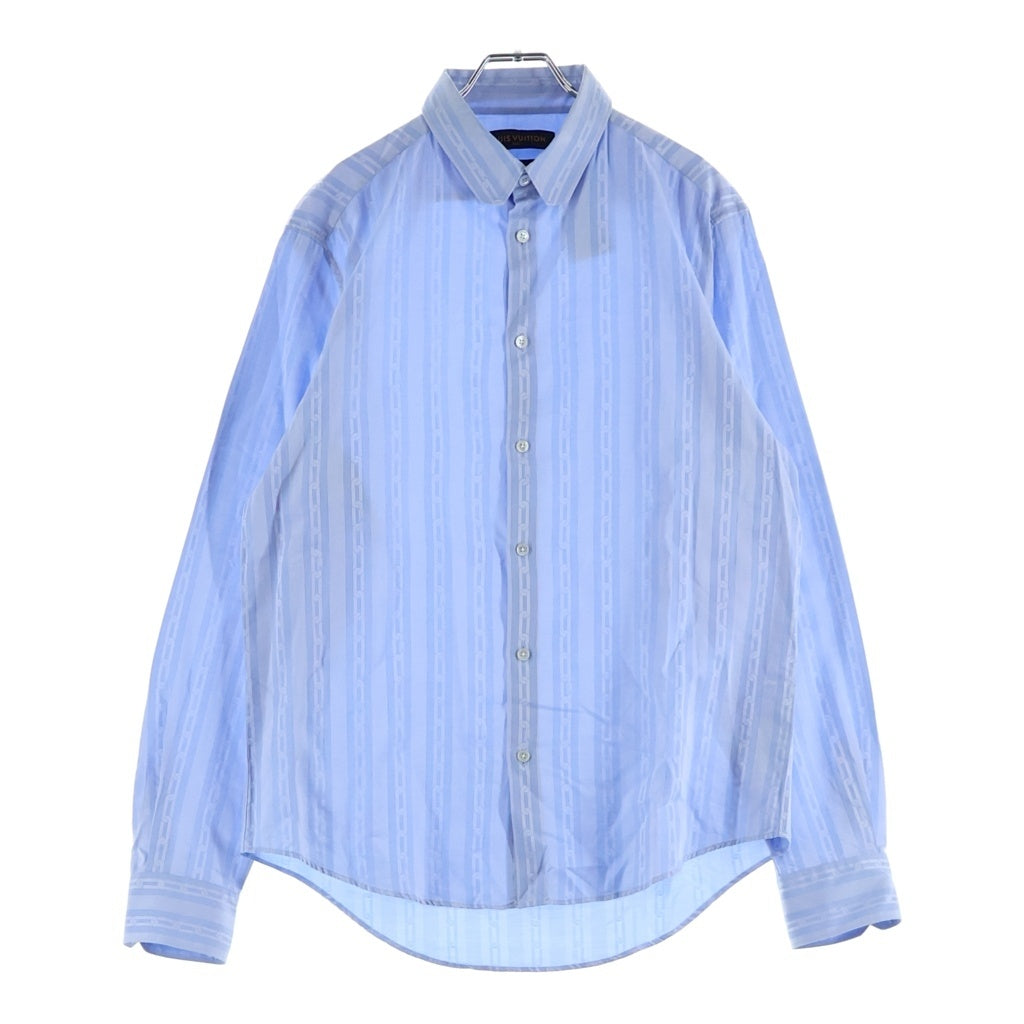 LOUIS VUITTON(ルイヴィトン) 19AW チェーン柄 ストライプ長袖シャツ コットン ブルー RM192M OSI HHS41W