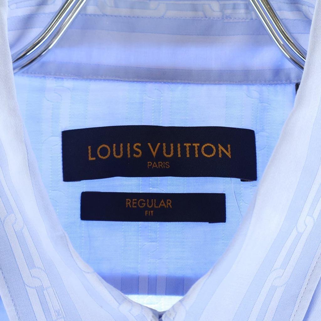 LOUIS VUITTON(ルイヴィトン) 19AW チェーン柄 ストライプ長袖シャツ コットン ブルー RM192M OSI HHS41W