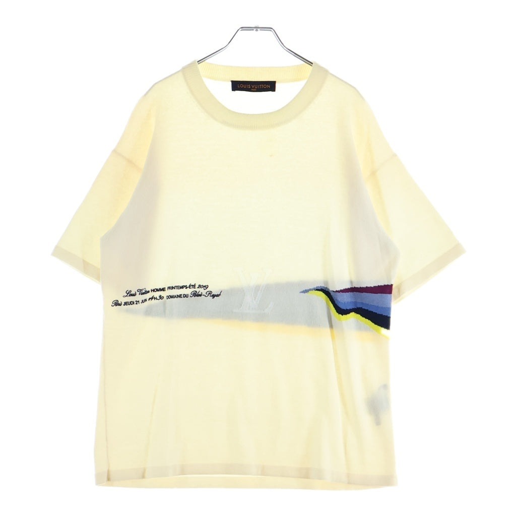 LOUIS VUITTON(ルイヴィトン) 19SS LV レインボーインタルシア 半袖ニット ホワイト カシミヤ×コットン #S HGN75WLZM