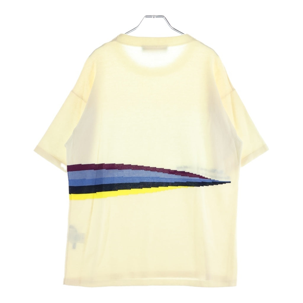 LOUIS VUITTON(ルイヴィトン) 19SS LV レインボーインタルシア 半袖ニット ホワイト カシミヤ×コットン #S HGN75WLZM