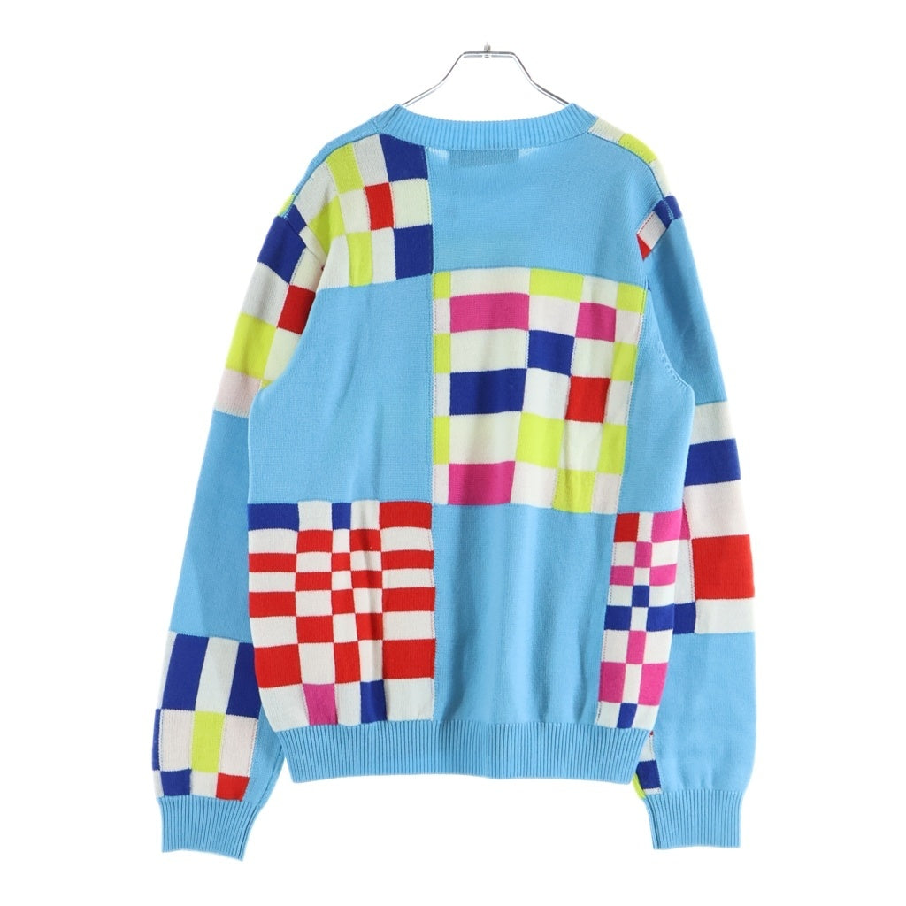 LOUIS VUITTON(ルイヴィトン) 21SS ジャイアントダミエ ウールクルーネックニット ライトブルー×マルチカラー #M RM211 ZTB HKN75W