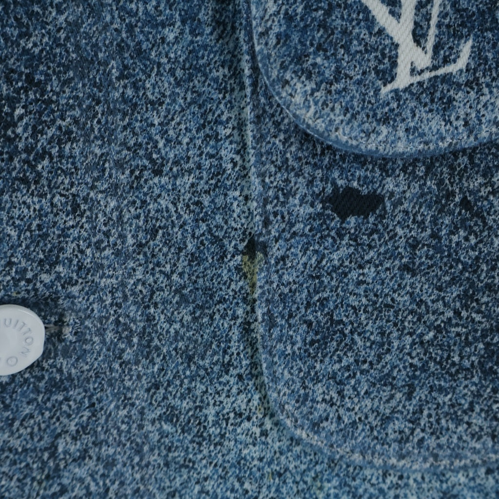 LOUIS VUITTON(ルイヴィトン) 20SS モノグラム グラデーション デニム ワークウェア 長袖 シャツ ホワイト/ブルー RM201M QYZ HIS09W
