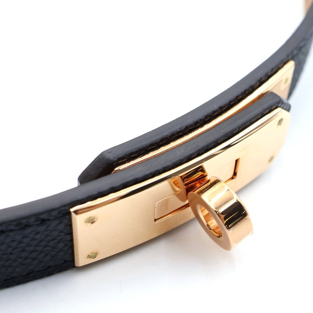 HERMES(エルメス) ケリーベルト18 ネイビー×ゴールド エプソン ピンクゴールド金具 K刻印 レディース