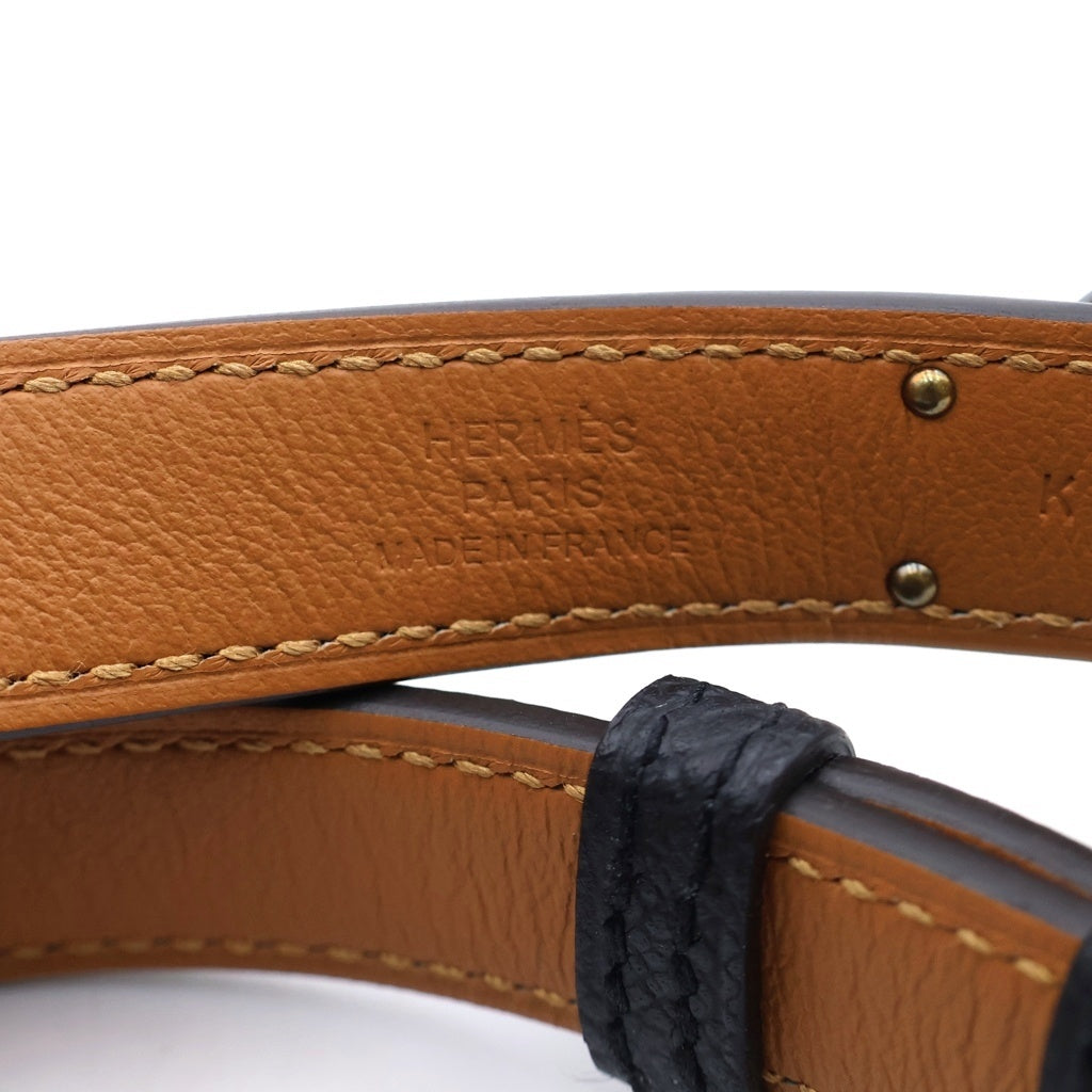 HERMES(エルメス) ケリーベルト18 ネイビー×ゴールド エプソン ピンクゴールド金具 K刻印 レディース