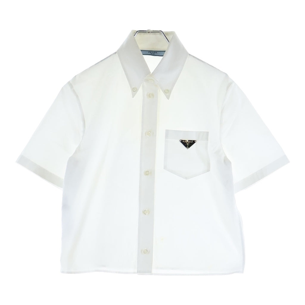 PRADA(プラダ) トライアングルロゴ 半袖ポプリンシャツ ホワイト #38 P419G レディース