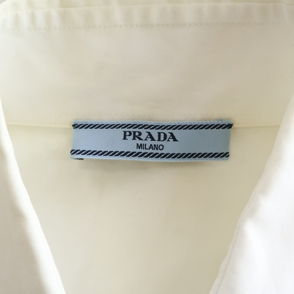 PRADA(プラダ) トライアングルロゴ 半袖ポプリンシャツ ホワイト #38 P419G レディース