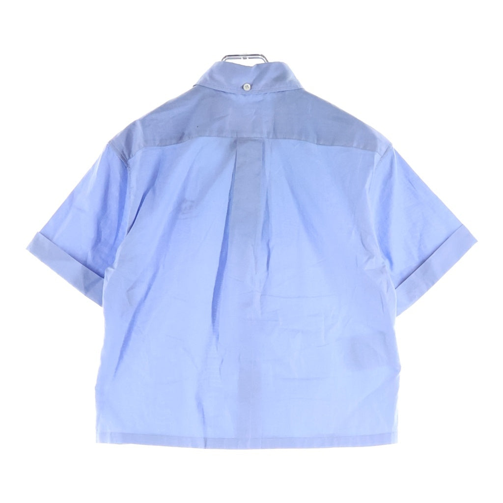 PRADA(プラダ) ロゴプリント 半袖クロップドシャツ ハーフスリーブシャツ ライトブルー #36 P459GR レディース