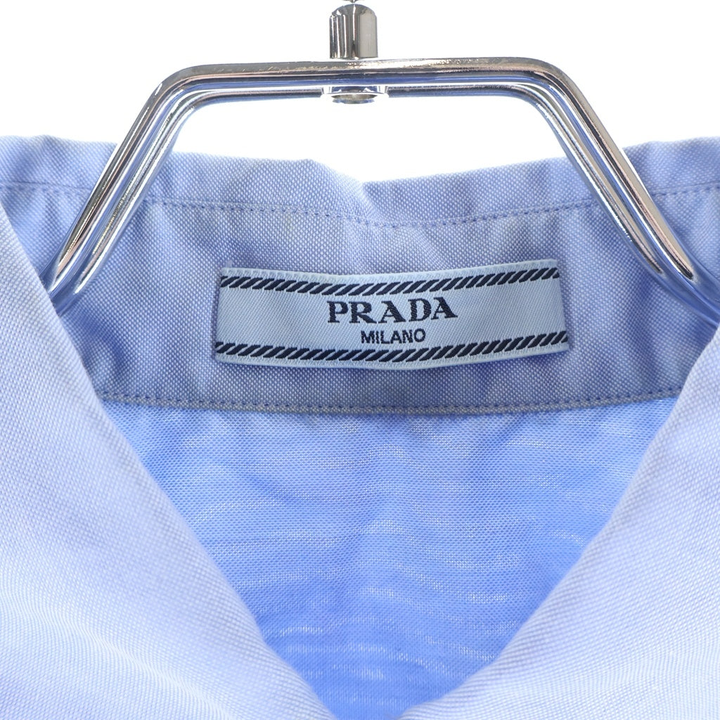 PRADA(プラダ) ロゴプリント 半袖クロップドシャツ ハーフスリーブシャツ ライトブルー #36 P459GR レディース