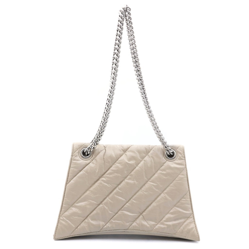 BALENCIAGA(バレンシアガ) クラッシュ チェーンショルダーバッグ ベージュ レザー シルバー金具 716393 210J0 レディース