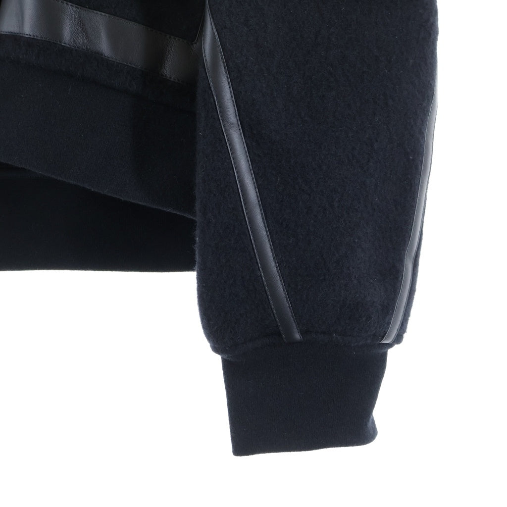 HERMES(エルメス) 23AW ウールカシミヤ レザートリム ジップアップパーカー フーディー ブラック #L