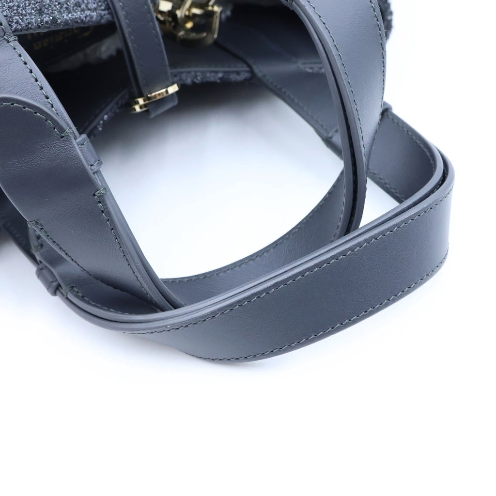 Christian Dior(クリスチャンディオール) Dior Toujours ディオール トゥージュール ハンドバッグ ネイビー レザー×ツイード ゴールド金具 レディース